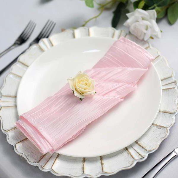 5 Accordion Crinkled Taffeta Dinner Napkins