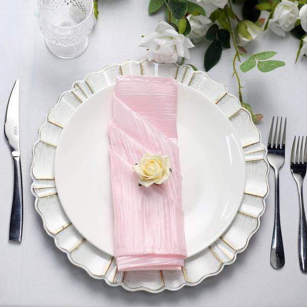 5 Accordion Crinkled Taffeta Dinner Napkins