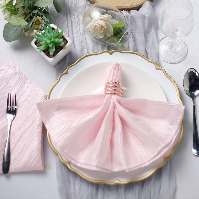 5 Accordion Crinkled Taffeta Dinner Napkins