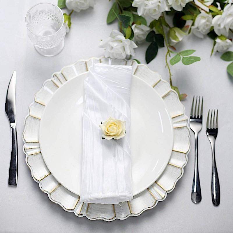 5 Accordion Crinkled Taffeta Dinner Napkins