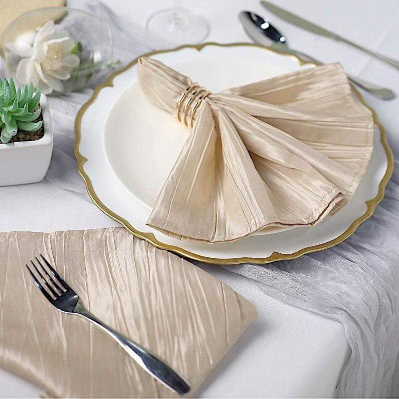 5 Accordion Crinkled Taffeta Dinner Napkins