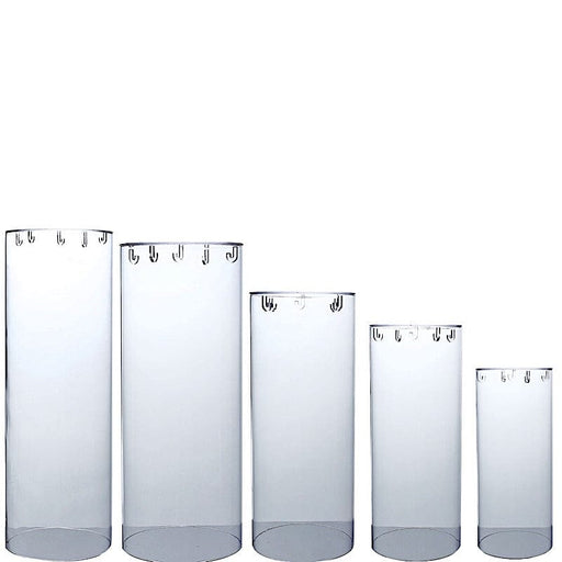 5 Acrylic Cylinder Stands Display Boxes Pedestal Riser Columns - Clear PROP_BOX_006_SET_CLR