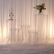 5 Acrylic Cylinder Stands Display Boxes Pedestal Riser Columns - Clear PROP_BOX_006_SET_CLR