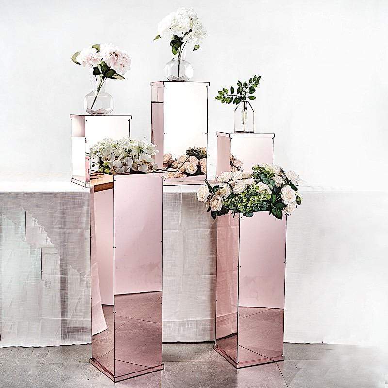 5 Acrylic Display Boxes Centerpieces Pedestal Riser Columns