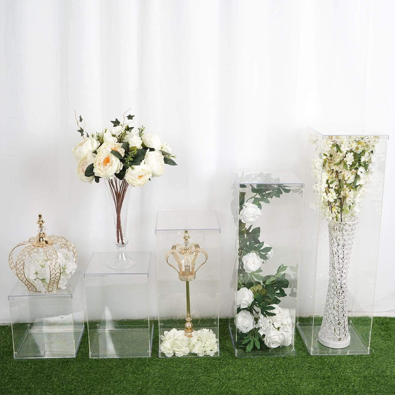 5 Acrylic Display Boxes Centerpieces Pedestal Riser Columns