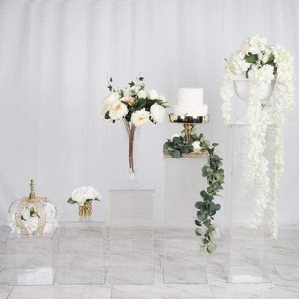 5 Acrylic Display Boxes Centerpieces Pedestal Riser Columns