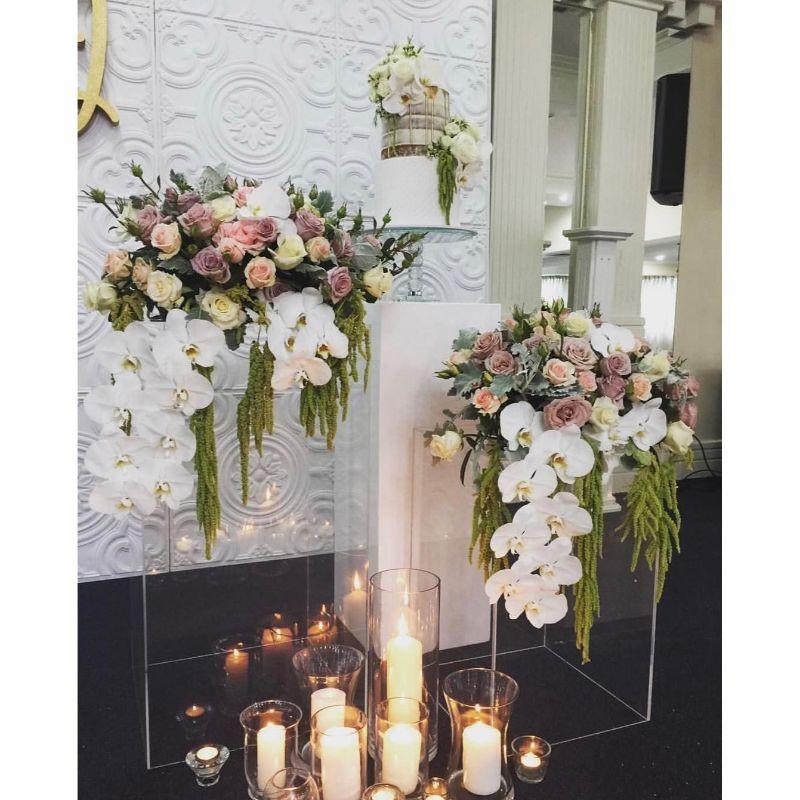 5 Acrylic Display Boxes Centerpieces Pedestal Riser Columns