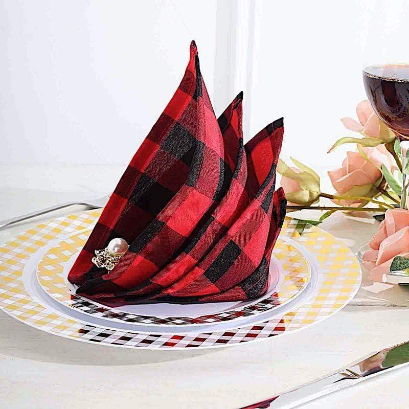 5 Checkered Gingham Polyester Napkins 15" x 15"