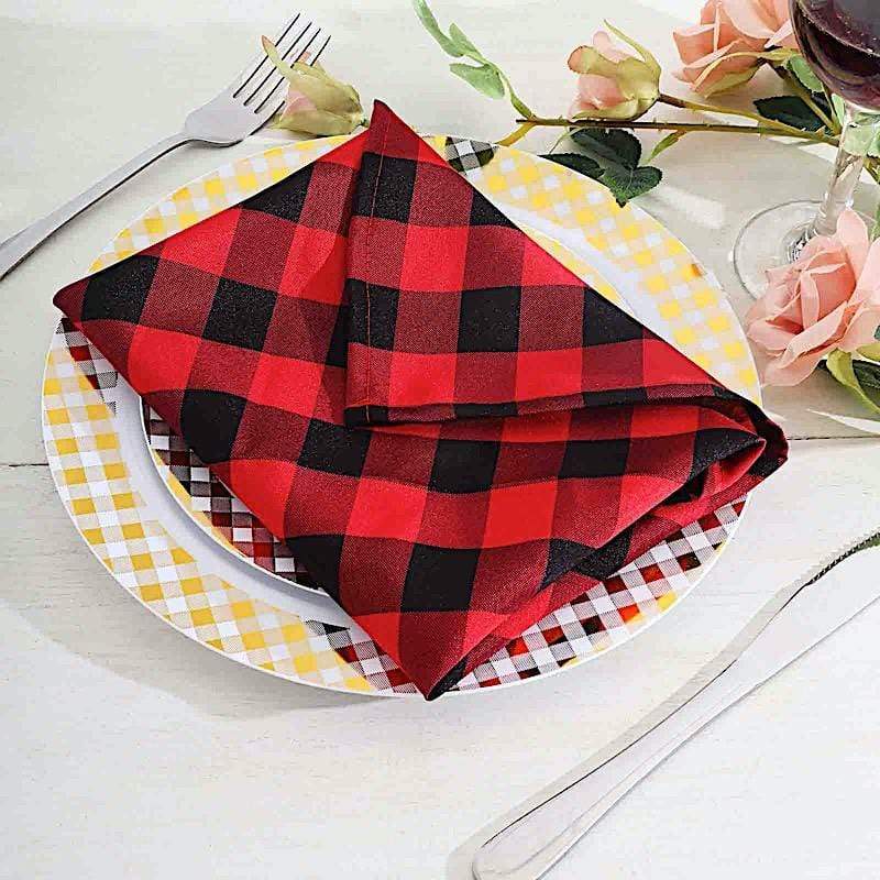 5 Checkered Gingham Polyester Napkins 15" x 15"