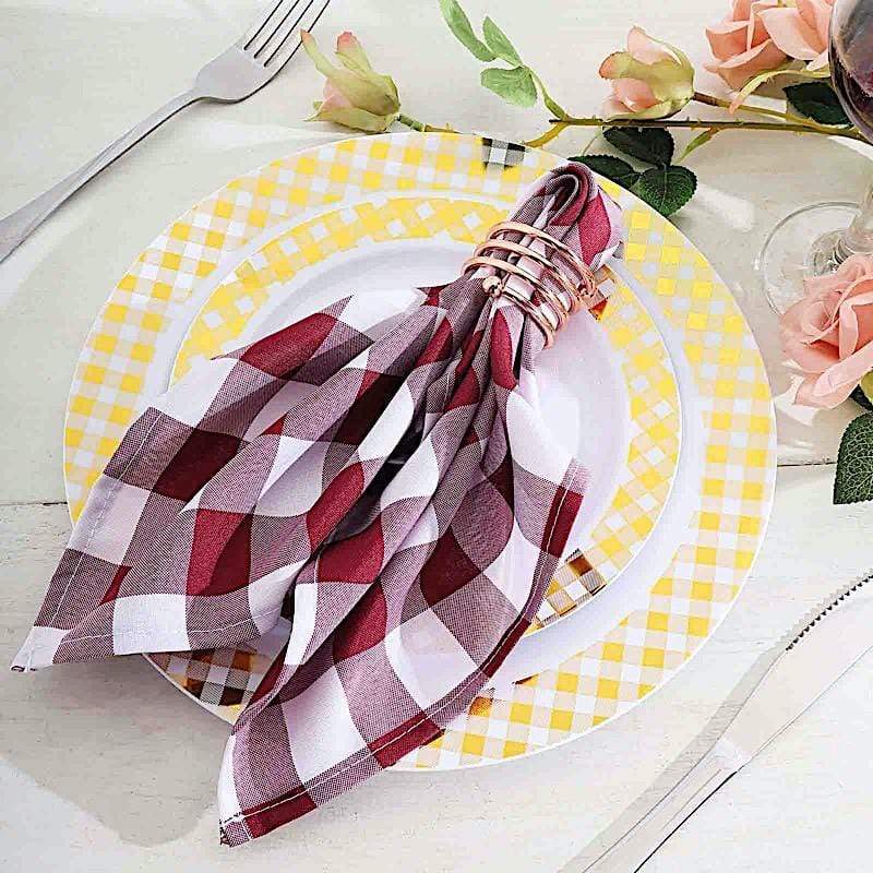 5 Checkered Gingham Polyester Napkins 15" x 15"