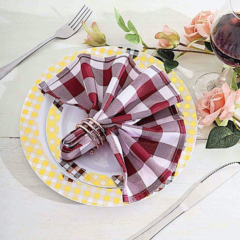5 Checkered Gingham Polyester Napkins 15" x 15"