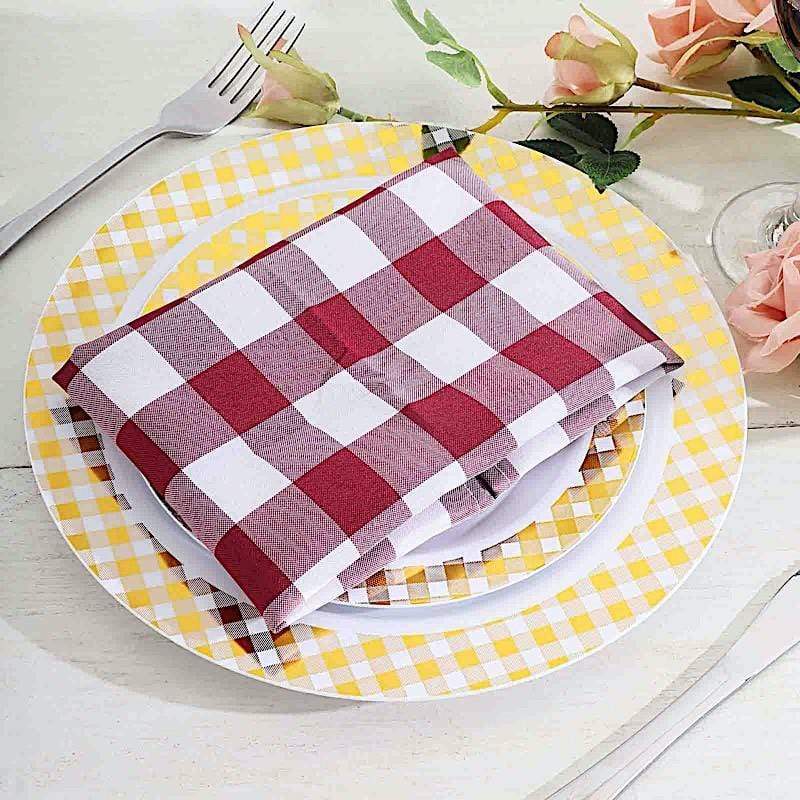 5 Checkered Gingham Polyester Napkins 15" x 15"