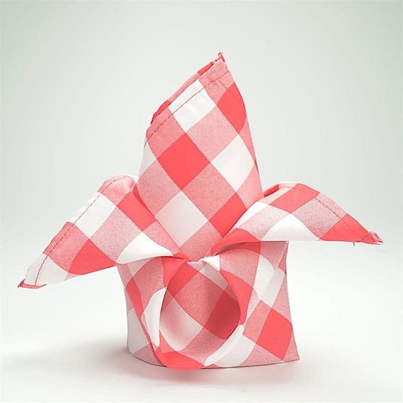 5 Checkered Gingham Polyester Napkins 15" x 15"