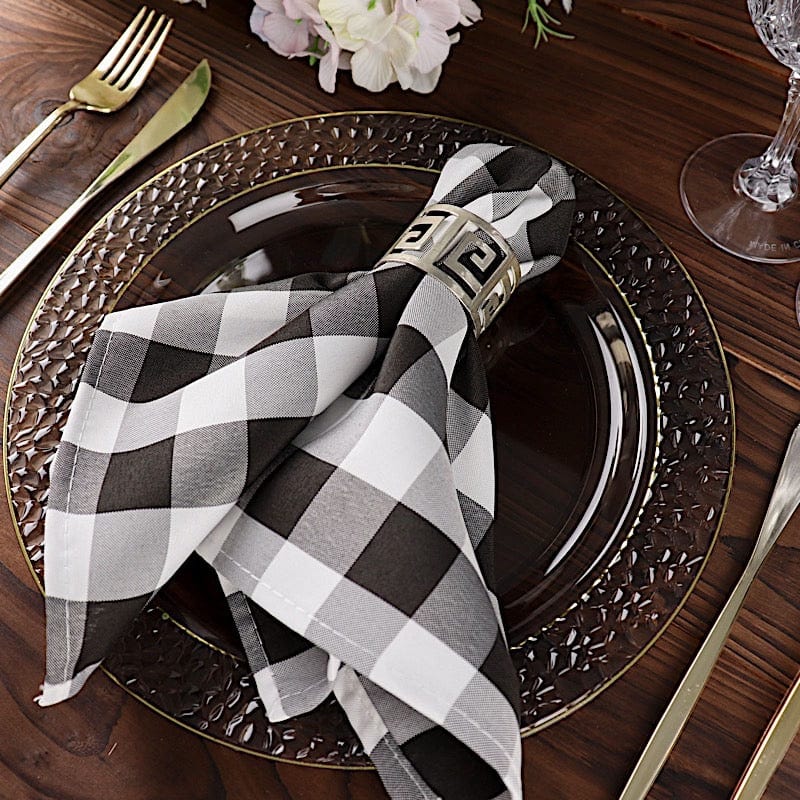 5 Checkered Gingham Polyester Napkins 15" x 15"