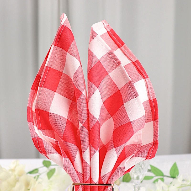 5 Checkered Gingham Polyester Napkins 15" x 15"
