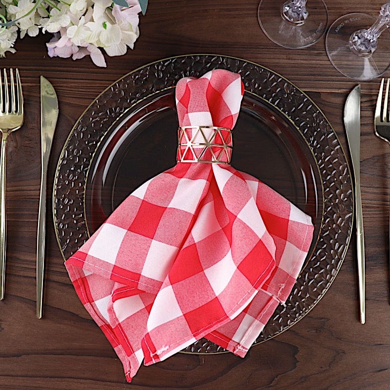 5 Checkered Gingham Polyester Napkins 15" x 15"
