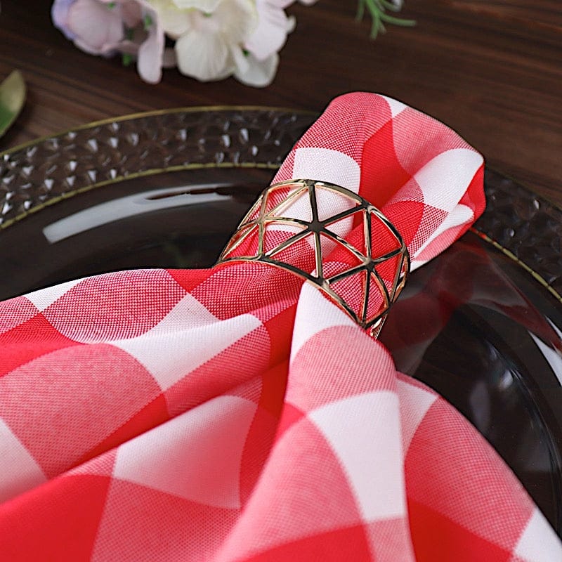 5 Checkered Gingham Polyester Napkins 15" x 15"