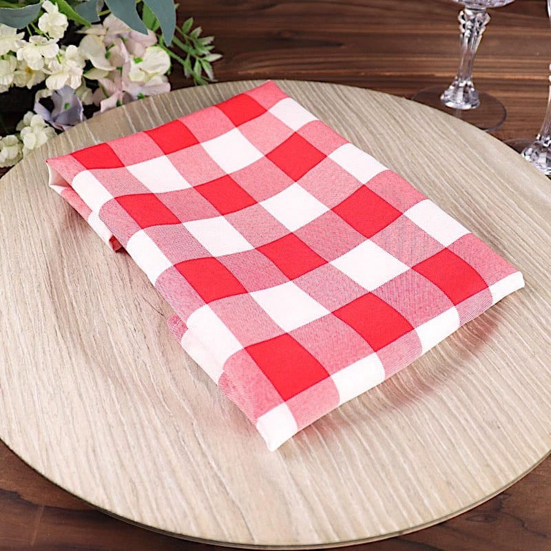 5 Checkered Gingham Polyester Napkins 15" x 15"