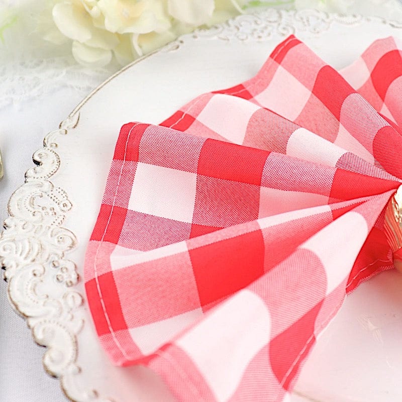 5 Checkered Gingham Polyester Napkins 15" x 15"