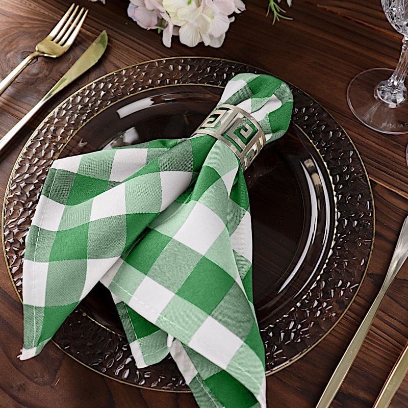 5 Checkered Gingham Polyester Napkins 15" x 15"