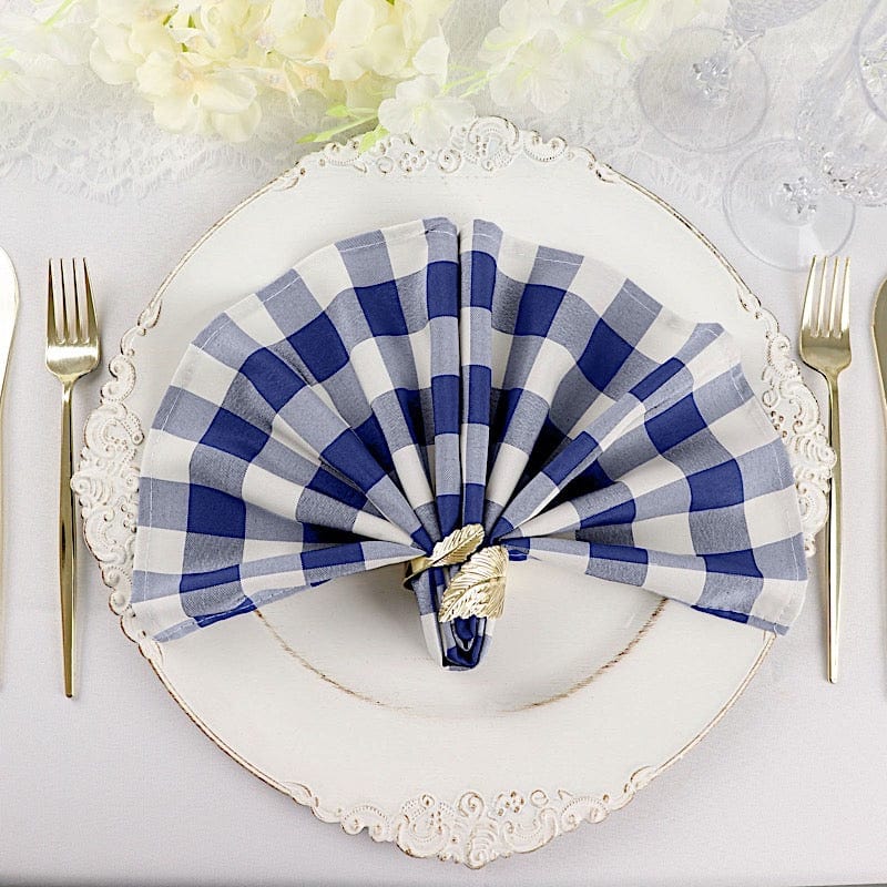5 Checkered Gingham Polyester Napkins 15" x 15"