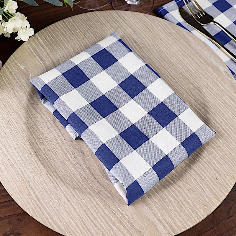 5 Checkered Gingham Polyester Napkins 15" x 15"