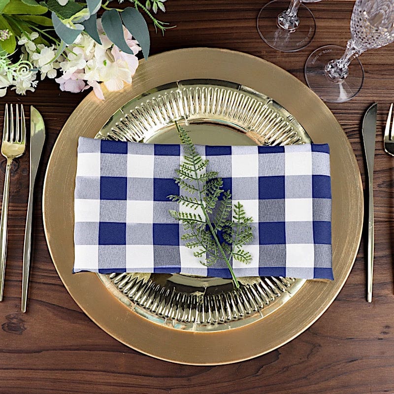 5 Checkered Gingham Polyester Napkins 15" x 15"