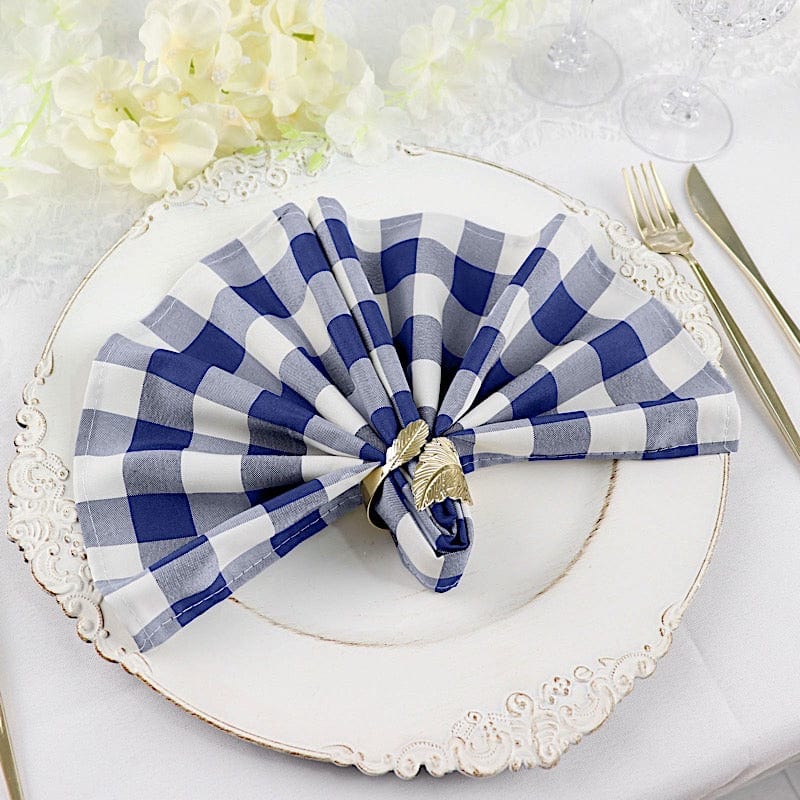 5 Checkered Gingham Polyester Napkins 15" x 15"