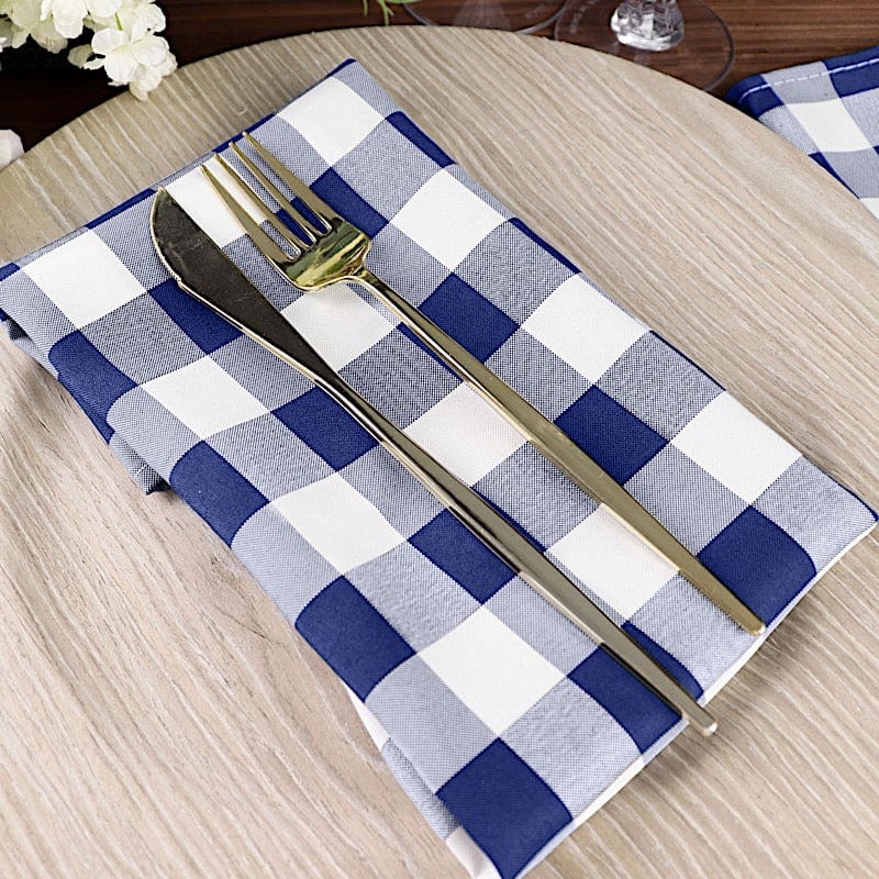 5 Checkered Gingham Polyester Napkins 15" x 15"