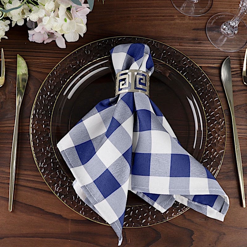 5 Checkered Gingham Polyester Napkins 15" x 15"