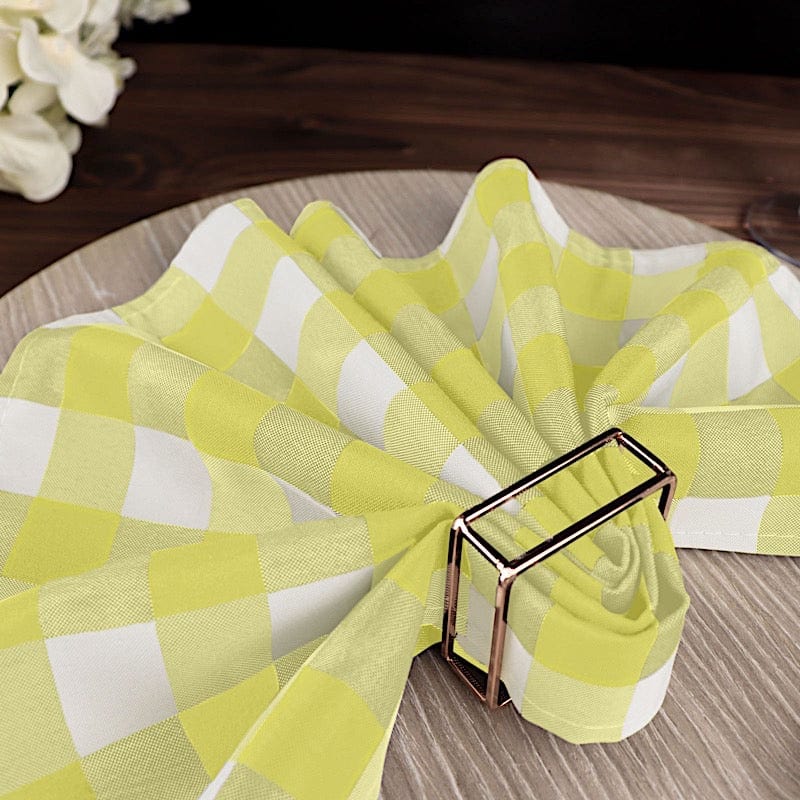 5 Checkered Gingham Polyester Napkins 15" x 15"