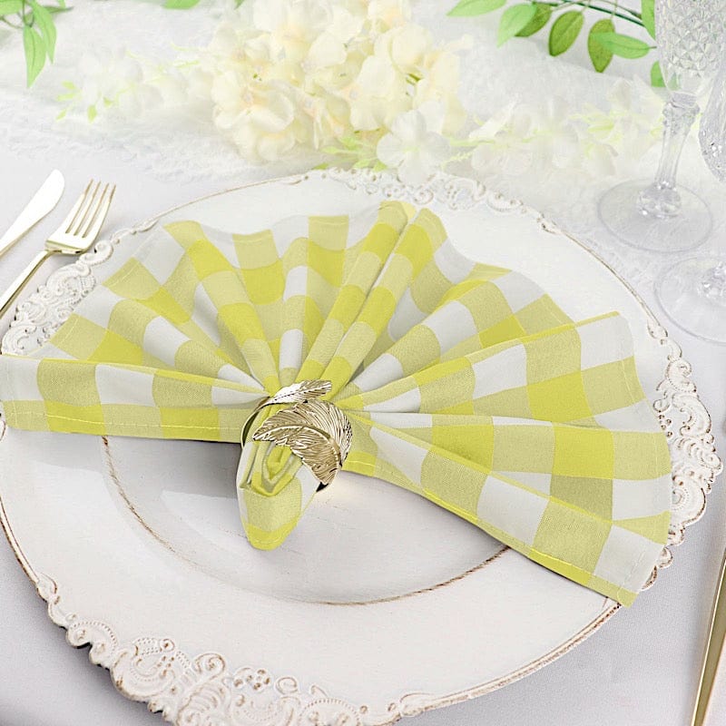 5 Checkered Gingham Polyester Napkins 15" x 15"