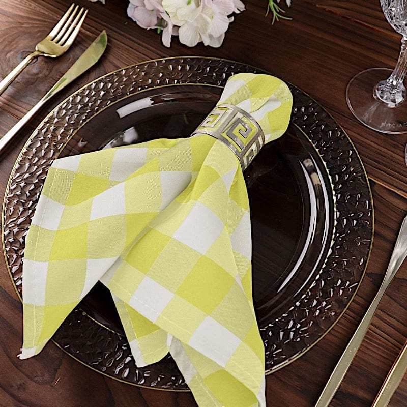 5 Checkered Gingham Polyester Napkins 15" x 15"