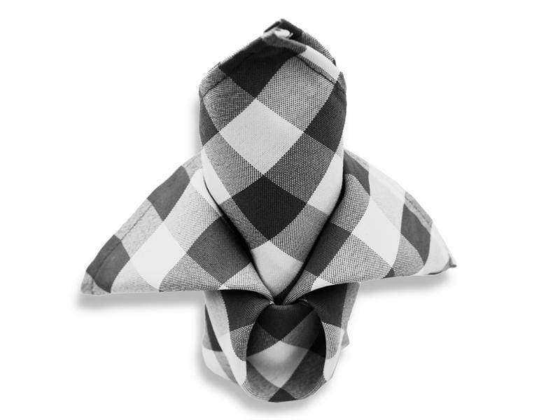 5 Checkered Gingham Polyester Napkins 15" x 15" NAP_CHK_BLK