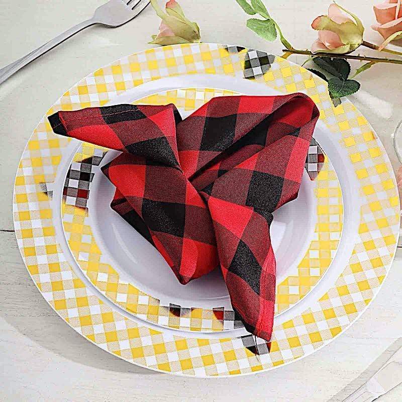 5 Checkered Gingham Polyester Napkins 15" x 15" NAP_CHK_BLKRED