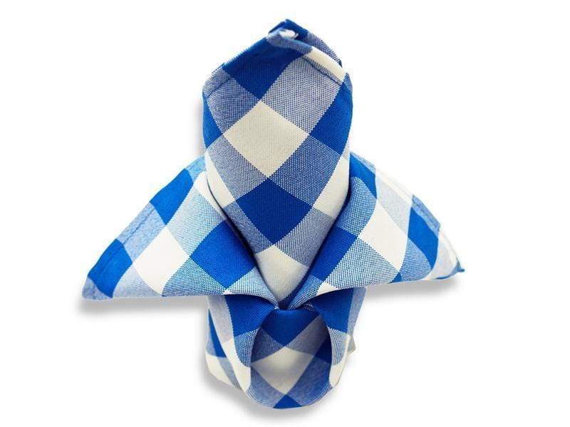 5 Checkered Gingham Polyester Napkins 15" x 15" NAP_CHK_BLUE
