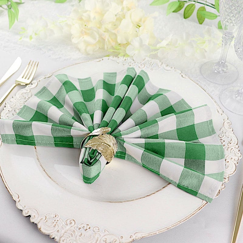 5 Checkered Gingham Polyester Napkins 15" x 15" NAP_CHK_GRN