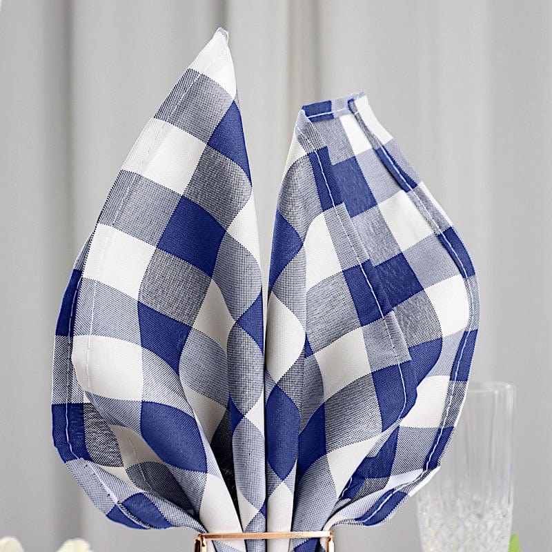 5 Checkered Gingham Polyester Napkins 15" x 15" NAP_CHK_NAVY