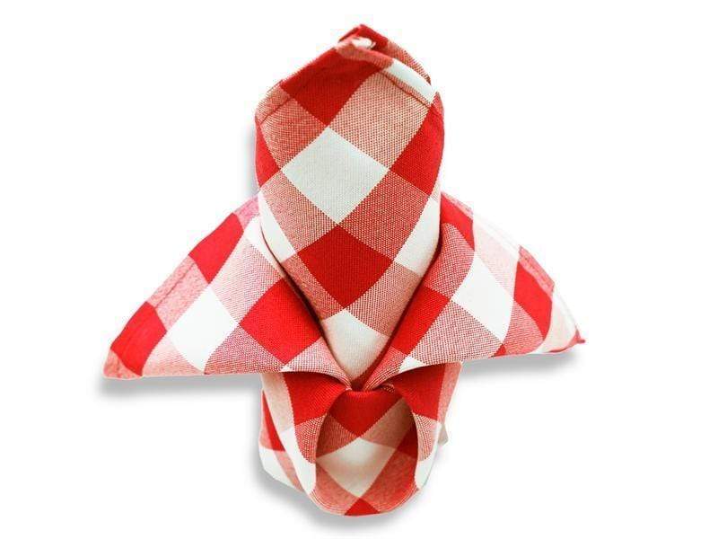 5 Checkered Gingham Polyester Napkins 15" x 15" NAP_CHK_RED