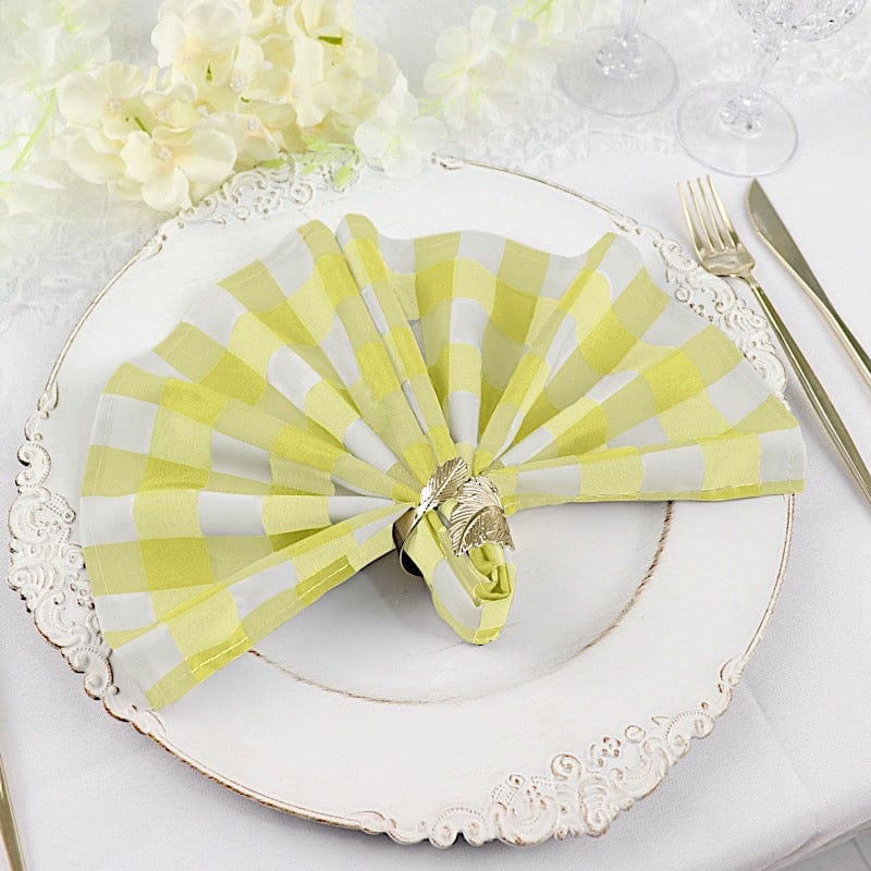 5 Checkered Gingham Polyester Napkins 15" x 15" NAP_CHK_YEL