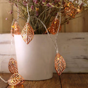 5 ft 10 Metal Leaves with White LED Fairy Lights - Rose Gold LEDSTR26_054