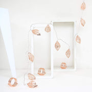 5 ft 10 Metal Leaves with White LED Fairy Lights - Rose Gold LEDSTR26_054