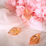 5 ft 10 Metal Leaves with White LED Fairy Lights - Rose Gold LEDSTR26_054