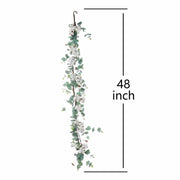 5 ft long Artificial Cotton Balls with Eucalyptus Foliage Garlands - Green and White ARTI_GLND_GRN004