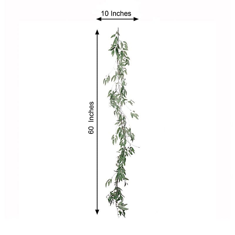 5 ft long Artificial Willow Foliage Garlands - Frosted Green ARTI_GLND_GRN006_A