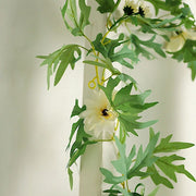5 ft long Silk Daisy Flowers Garland with Leaves and Bendable Wire Vines - Cream ARTI_GRLD_DAIS01_CRM