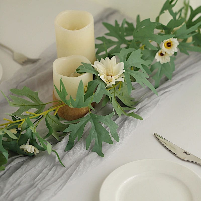 5.5 ft long Silk Daisy Flowers Garland with Leaves and Bendable Wire Vines - Cream ARTI_GRLD_DAIS01_CRM