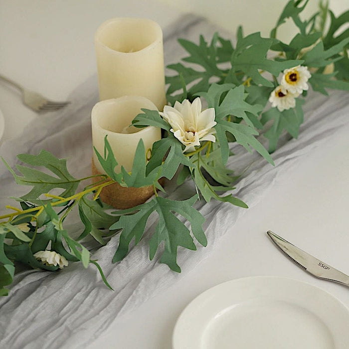 5.5 ft long Silk Daisy Flowers Garland with Leaves and Bendable Wire Vines - Cream ARTI_GRLD_DAIS01_CRM