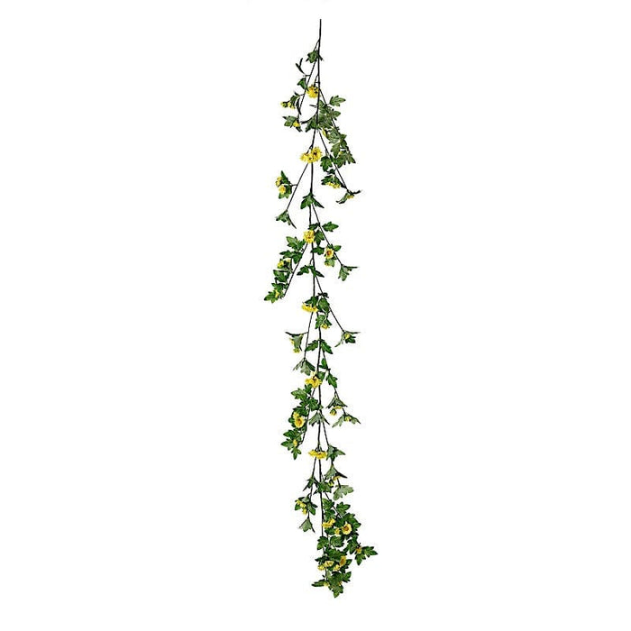 5 ft Silk Daisy Flowers Garland with Magnolia Leaves Hanging Vine ARTI_GRLD_DAIS02_YEL