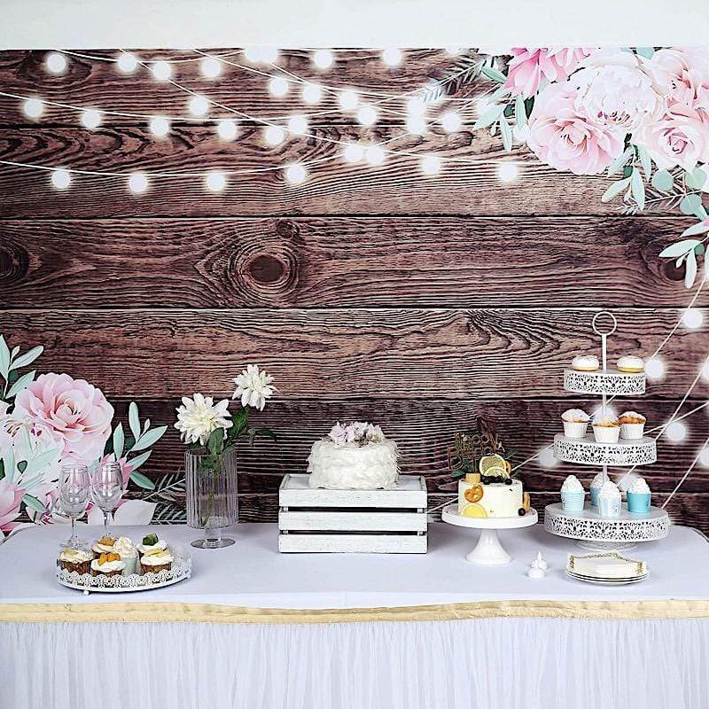 5 ft x 7 ft Printed Vinyl Photo Backdrop Brown Wood Design Party Banner BKDP_VIN_5X7_WOD01